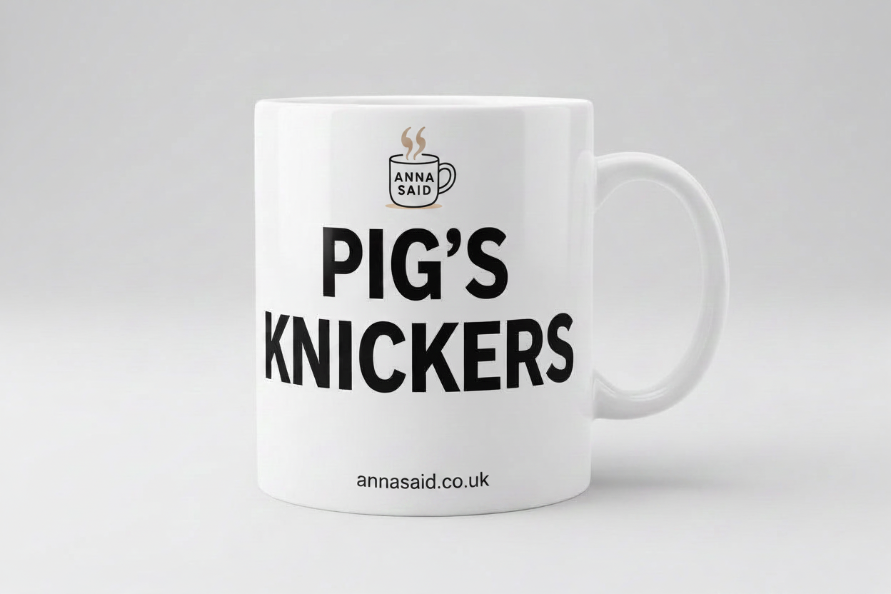 Pig's Knickers Mug with Logo and Web Address