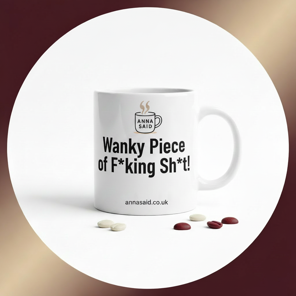 Wanky Piece Mug with Logo and Web Address